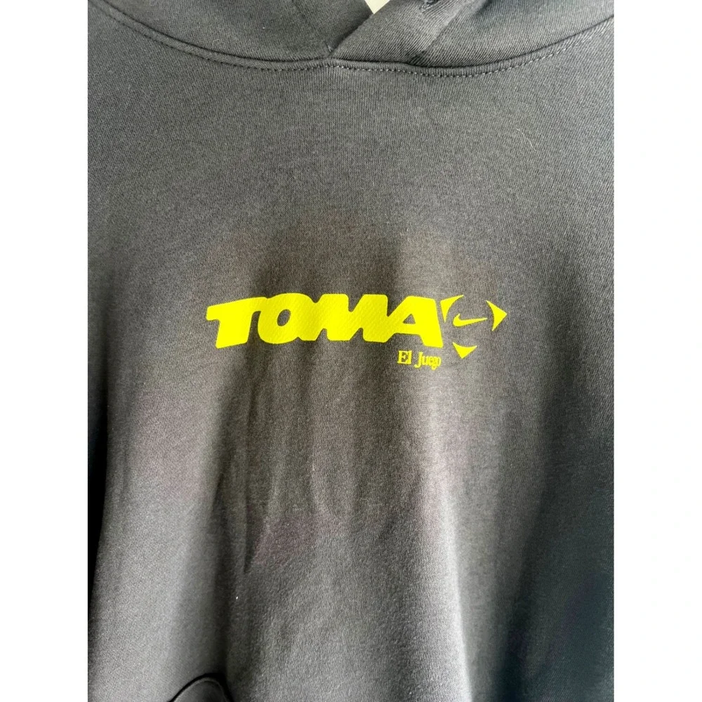 Nike Toma El Juego Los Angeles Hoodie Mens Large Grey Neon Yellow DR1499-060 NWT
